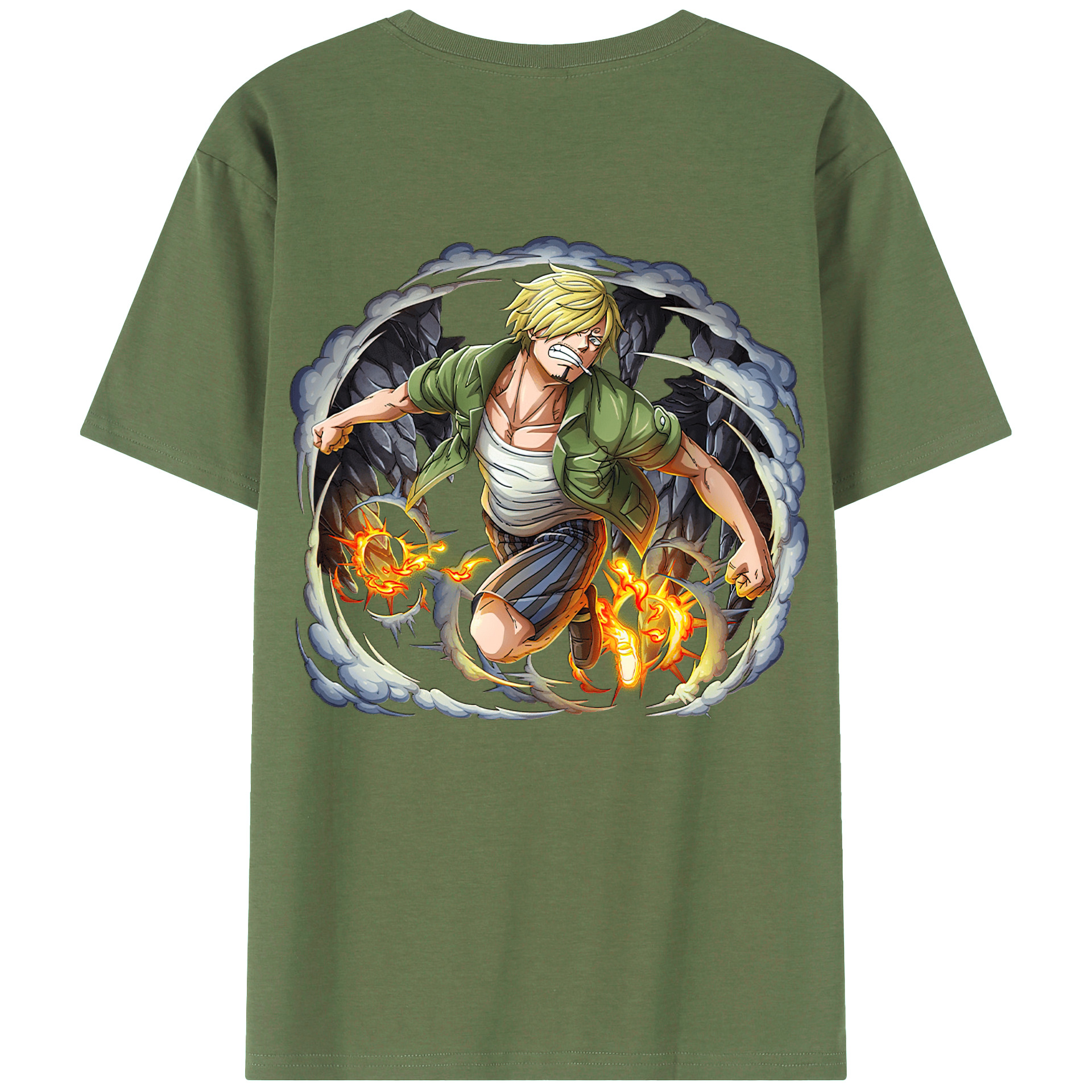 （画像用） ワンピース サンジ ONE PIECE Sanji 綿100％ メンズ半袖Tシャツ（バックプリント） 通気性